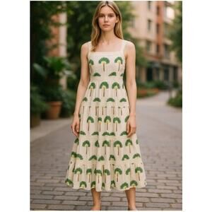 NWOT Calypso St. Barth "Islegance" Palm Print Maxi Dress, Size M